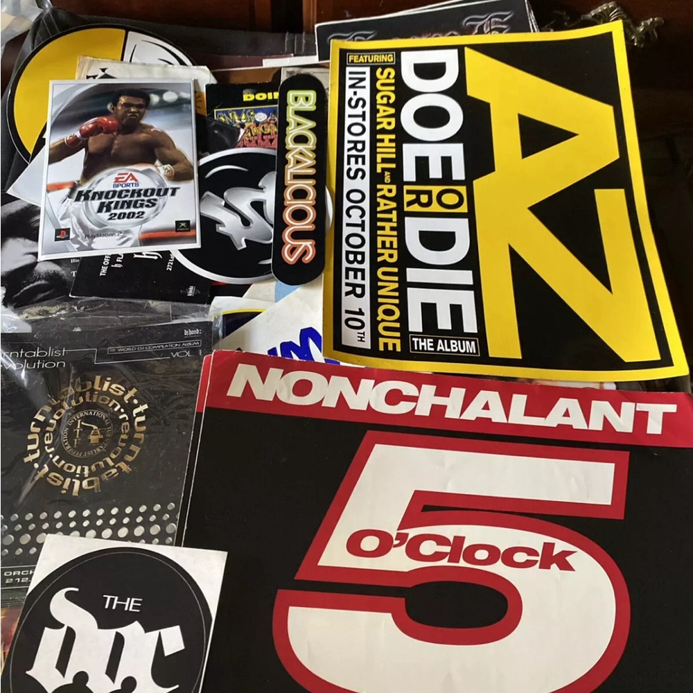 Vintage Hip Hop Sticker Pack Used  AZ Nas Nonchalant THE Doc Dj Honda Blackalici